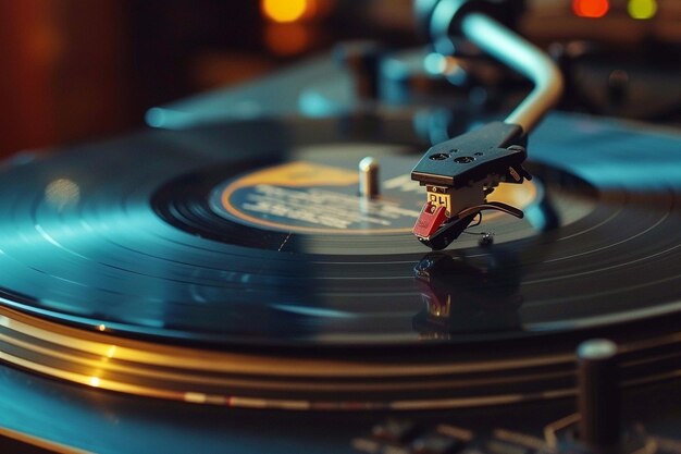 Highlight an oldschool record player with a vinyl generative ai