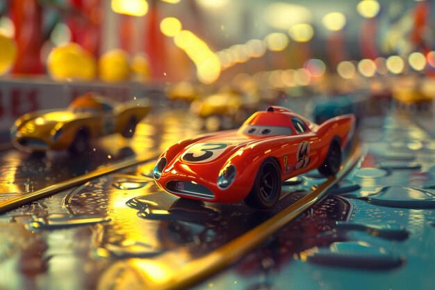 Photo highlight the thrill of toy car races