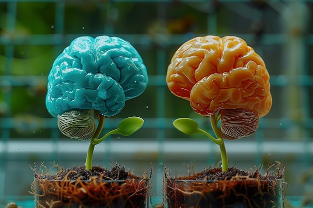 Photo highlighted brain 3d illustration hd 8k wallpaper stock photographic image