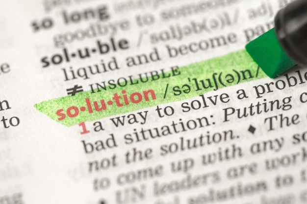 Highlighted definition of solution