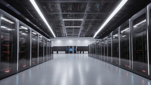 Foto un centro dati altamente avanzato con intelligenza artificiale e tecnologia di supercomputer