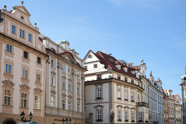 Highly decorated apartment blocks in Prague