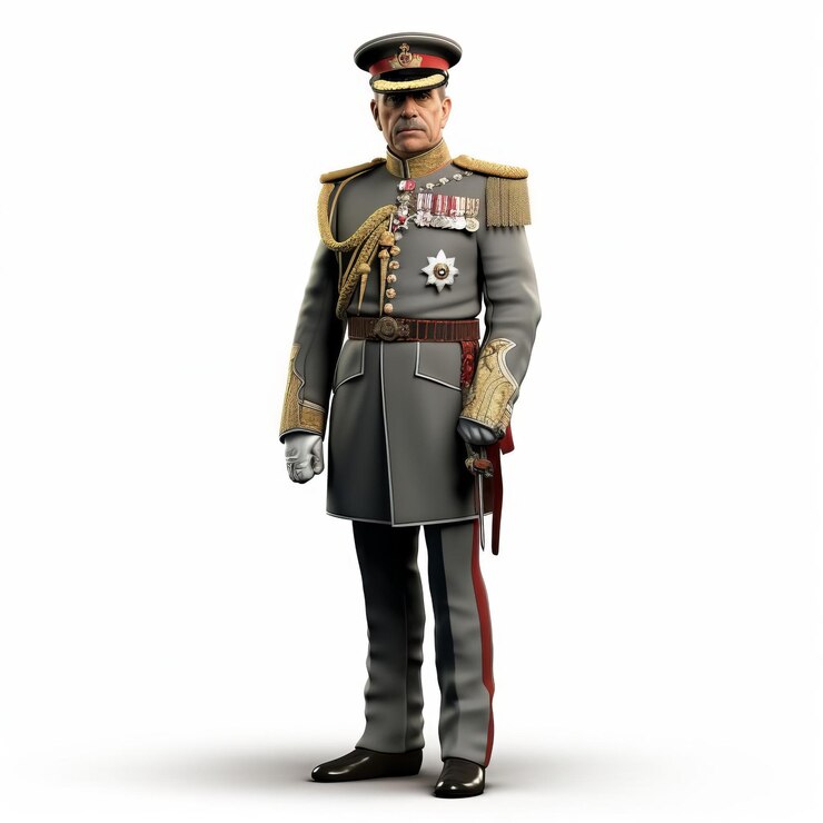 Photo highly detailed 3d model of evelyn brigadier general figure