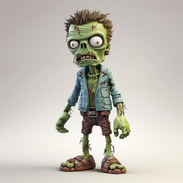 Высоко детальный 3D-персонаж зомби для игр с детским стилем иллюстрации