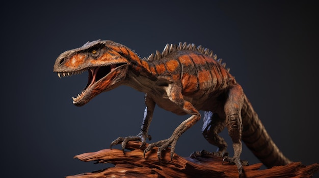 간단한 배경으로 매우 상세한 Deinonychus 조각 3d 렌더링