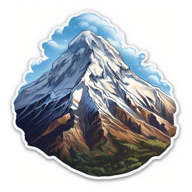 Highly Detailed Dhaulagiri Mountain Sticker On White Background