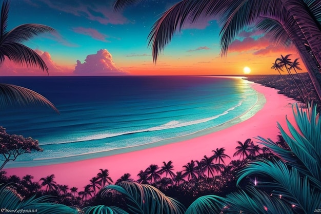 Photo highly detailed everything iridescent coast phosphorescing tides magnificent reddened sunrise