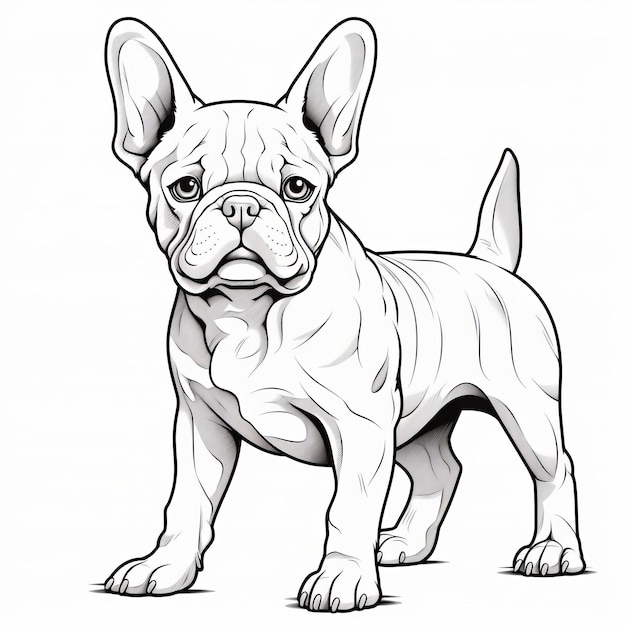 Photo highly detailed french bulldog coloring pages with unique character design