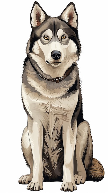 Photo highly detailed front view of a sitting siberian husky