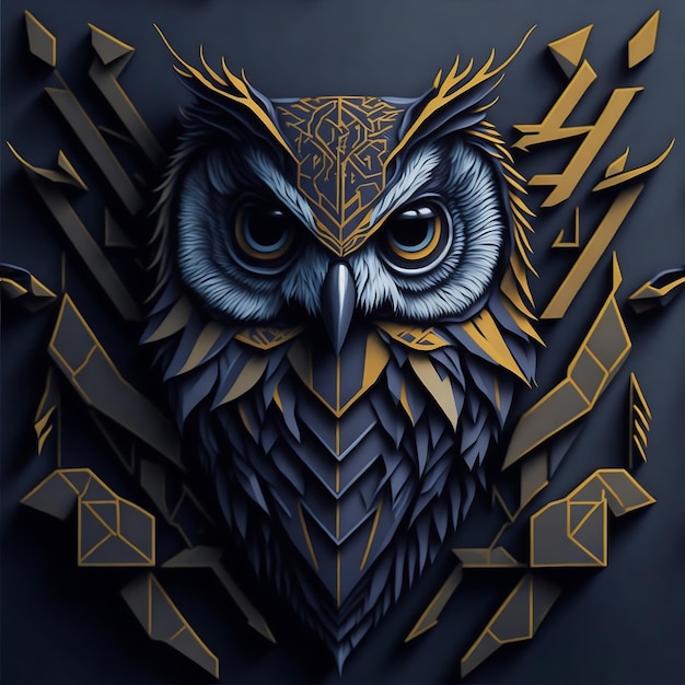 Highly detailed graffiti illustration of owl