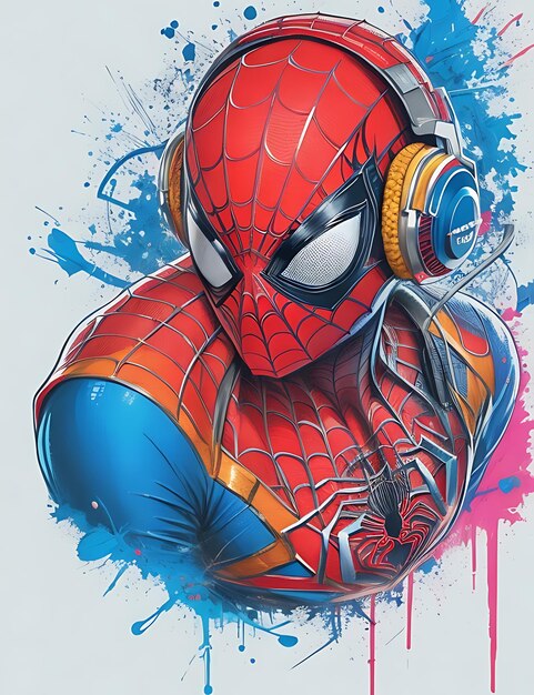 Highly detailed graffiti spiderman tshirt art isometric vector illustration