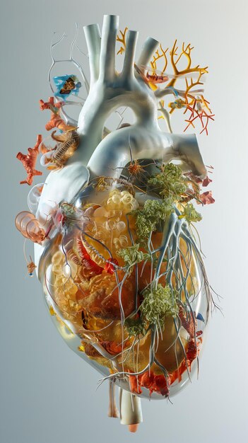 Highly detailed human heart model with arteries and veins intricate and lifelike