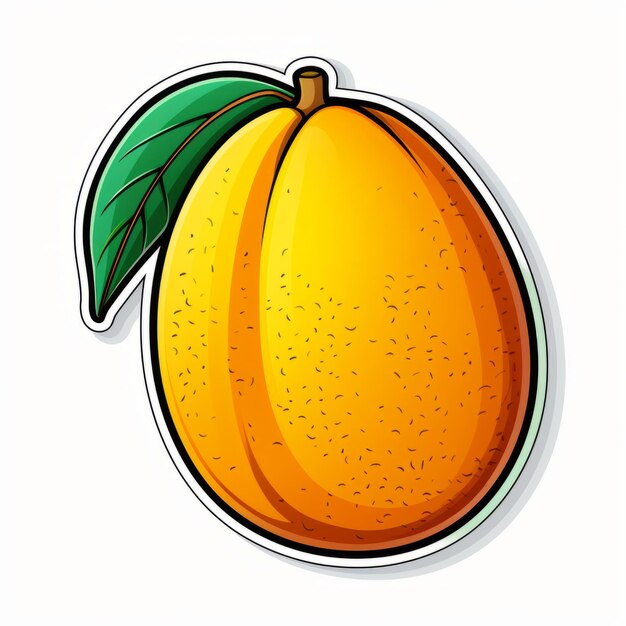 Photo highly detailed mango sticker with intact left side