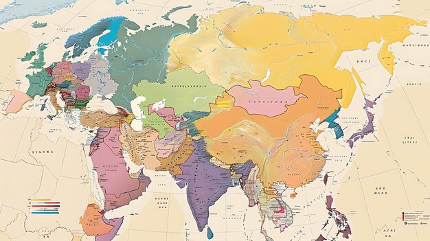 政治的境界線,主要都市,地理的特徴を示す非常に詳細な世界地図