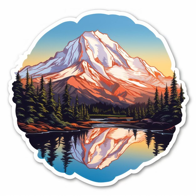 Photo highly detailed mount rainier sticker with vibrant colors