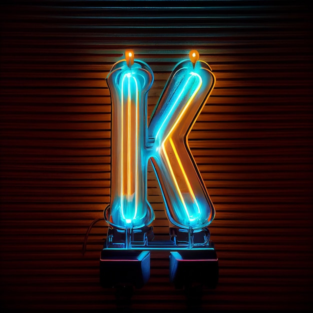 Photo highly detailed neon tube sign with the letter k generaing ai