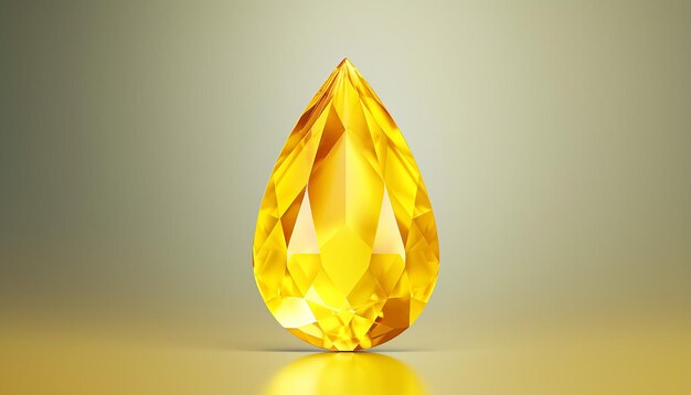 Photo highly detailed photorealistic style image of yellow simple drop cut gem