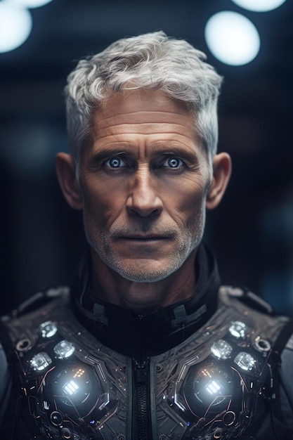 Highly detailed portrait of male cyborg