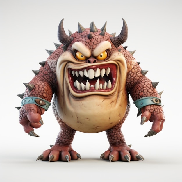 Photo highly detailed realistic cartoon demon with spikes