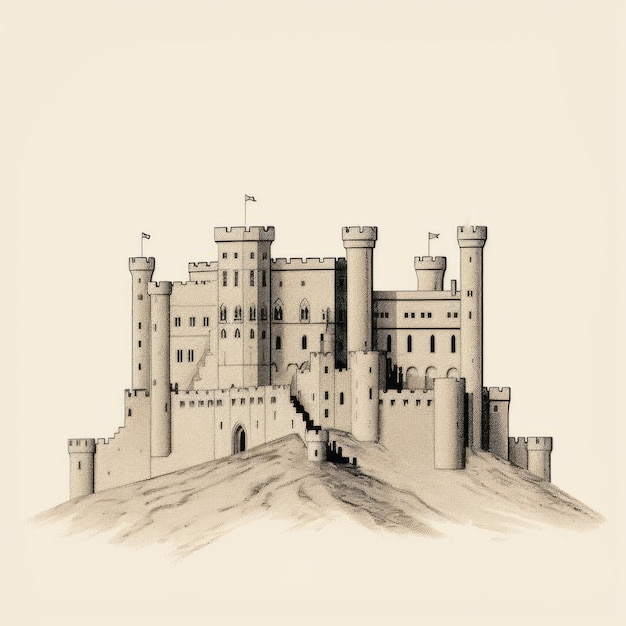 Highly detailed top view drawings of 15th century castle