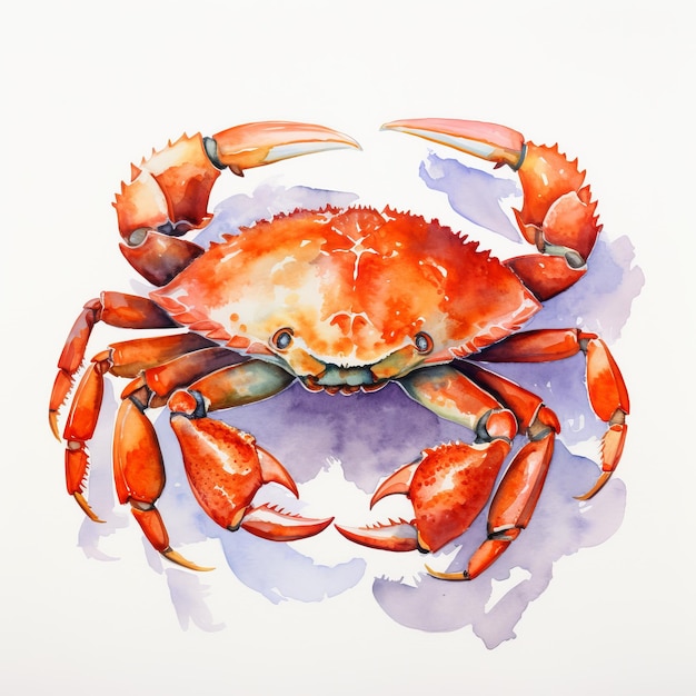 Highly Detailed Watercolor Crab Realistic Animal Portrait Art