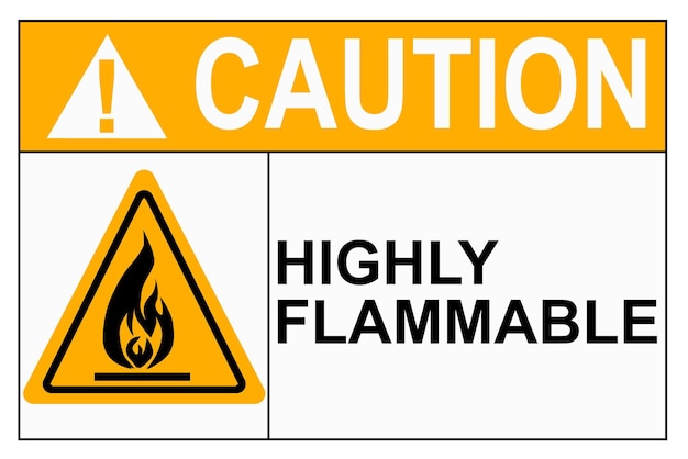 Photo highly flammable caution sign isolated