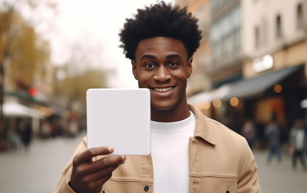 Highly Recommended Portrait of an Excited Black Guy Holding