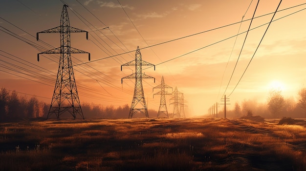 Highpower transmission towers Generative Ai