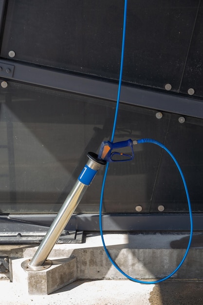 A highpressure washing gun in a holder