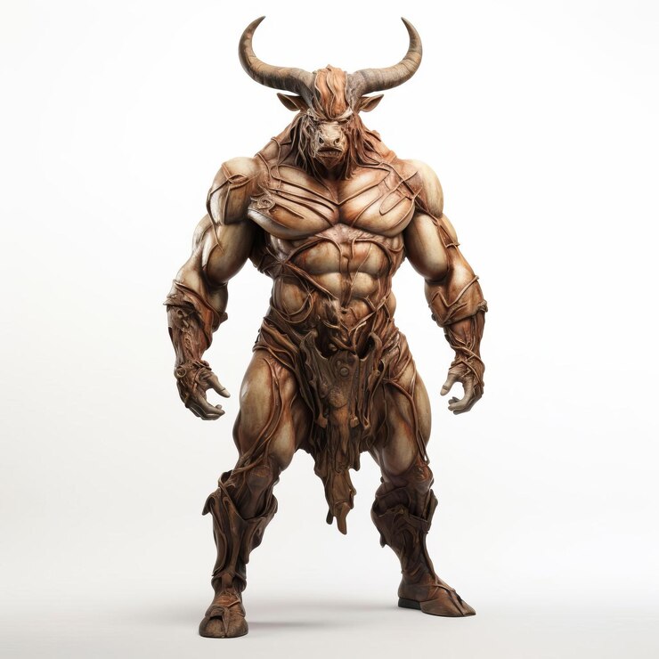 Photo highquality 3d minotaur full body isolated white background