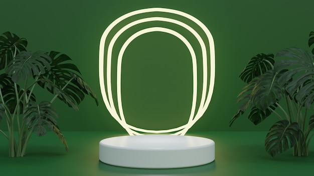 highquality 3d rendered green nature podium with glowing light