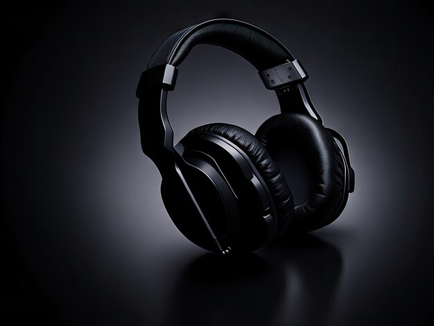 Photo highquality black headphones wireless on black background ai generative