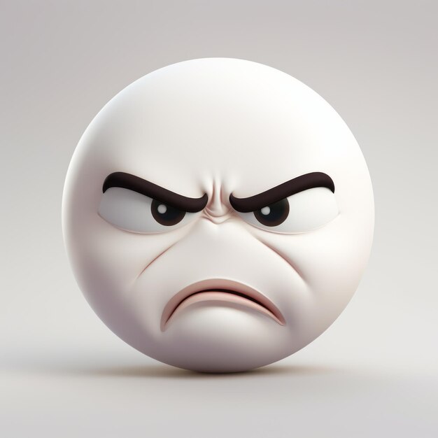 写真 高品質の眉毛のデザイン 怒ったエモティコン 3dキャラクター 灰色の背景
