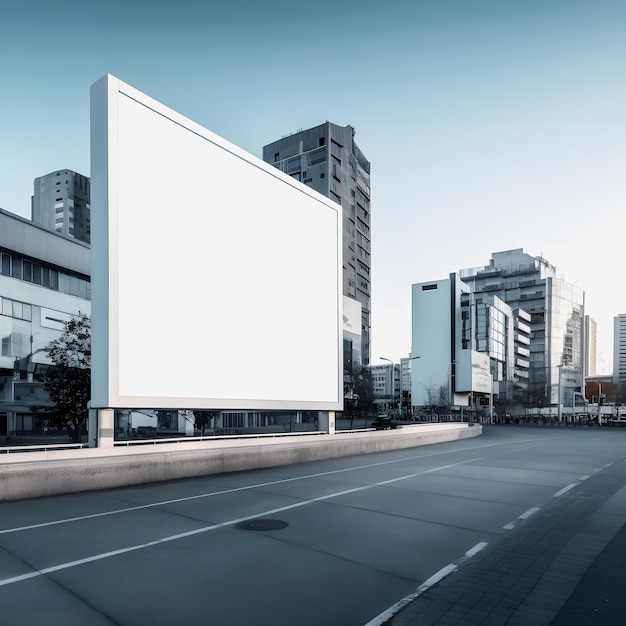 Высококачественный рекламный щит в современном футуристическом городе Идеальный пустой холст для рекламы