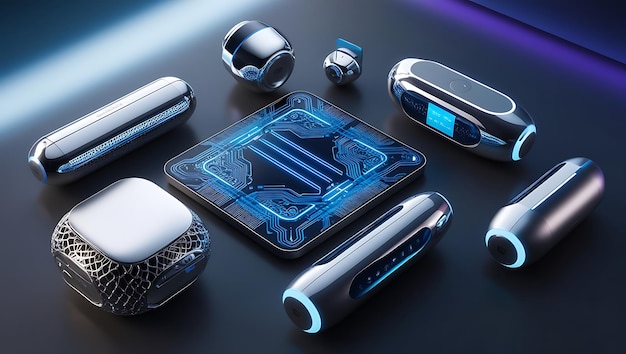 highquality image of futuristic technology with sleek devices circuit patterns and digital interface