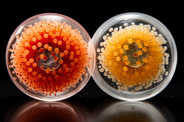 Highquality macro photos of pollen grains under a microscope isolated on a white background