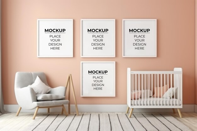 Photo highquality nursery art mockup for kids' rooms