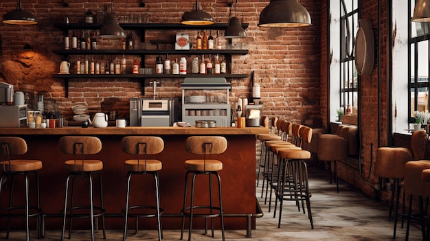 카페 레스토랑 의 커피 바 카운터 의 고품질 사진