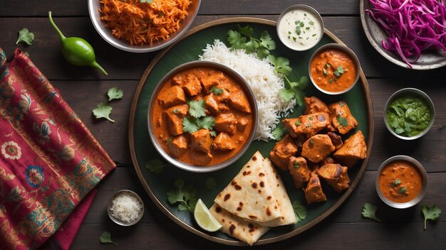 A highquality photograph captures the essence of Chicken Tikka Masala showcasing its aromatic blen