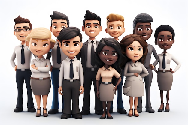 Photo highquality stock image of a diverse group of 3d business people standing