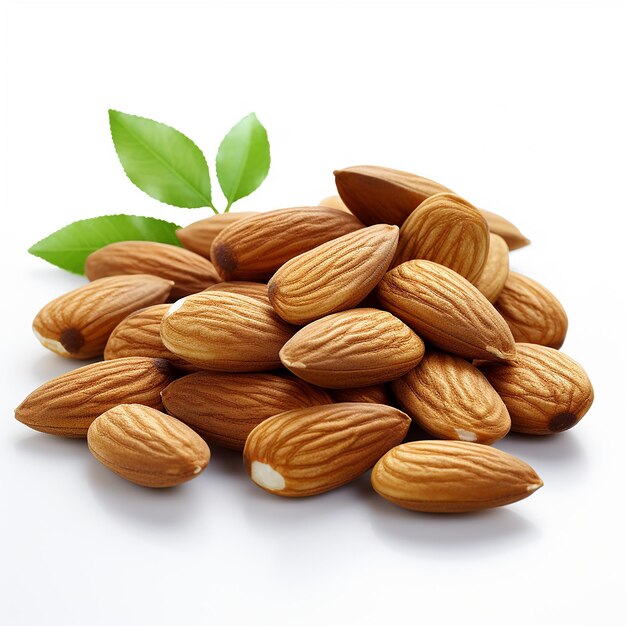 HighQuality Ultra Almonds on White Background