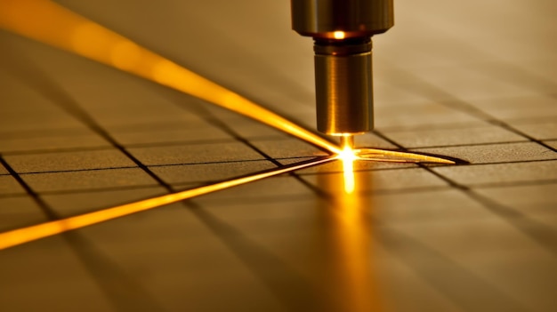 Photo highresolution image of a highprecision laser etching system creating microscale