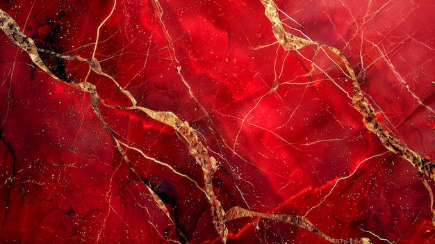 Photo a highresolution image showcasing a luxurious abstract red and gold marble pattern with rich texture