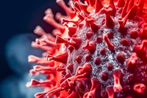 A highresolution image of a virus particle possibly coronavirus with its spiky exterior and defined