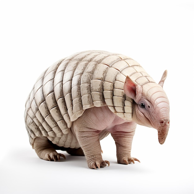 HighResolution Portrait Armadillo on White Background