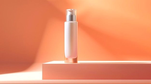 HighResolution Product Studio-opname van witte crème in een cosmetische fles op een eenvoudige achtergrond