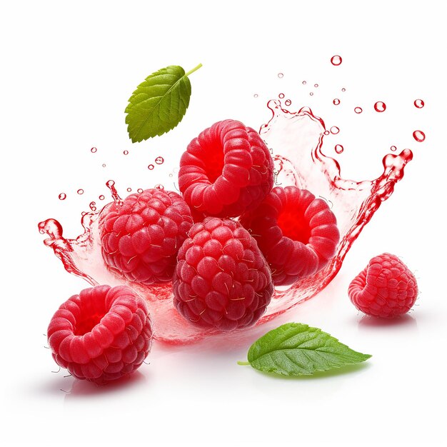 HighResolution Raspberries on White Background