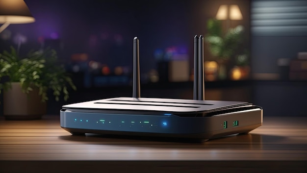 Highresolution wireless router on table 3d render and 4k photo