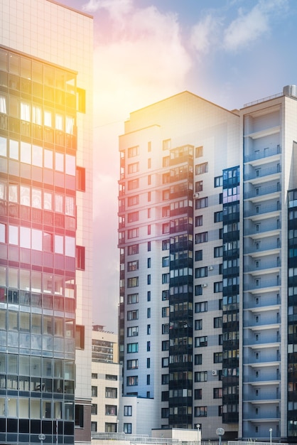 Highrise building on the background of Sunny sky