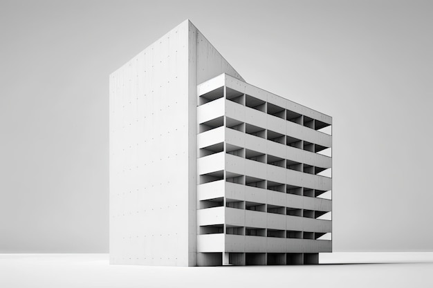 Highrise building with a series of balconies on the upper floors Generative AI